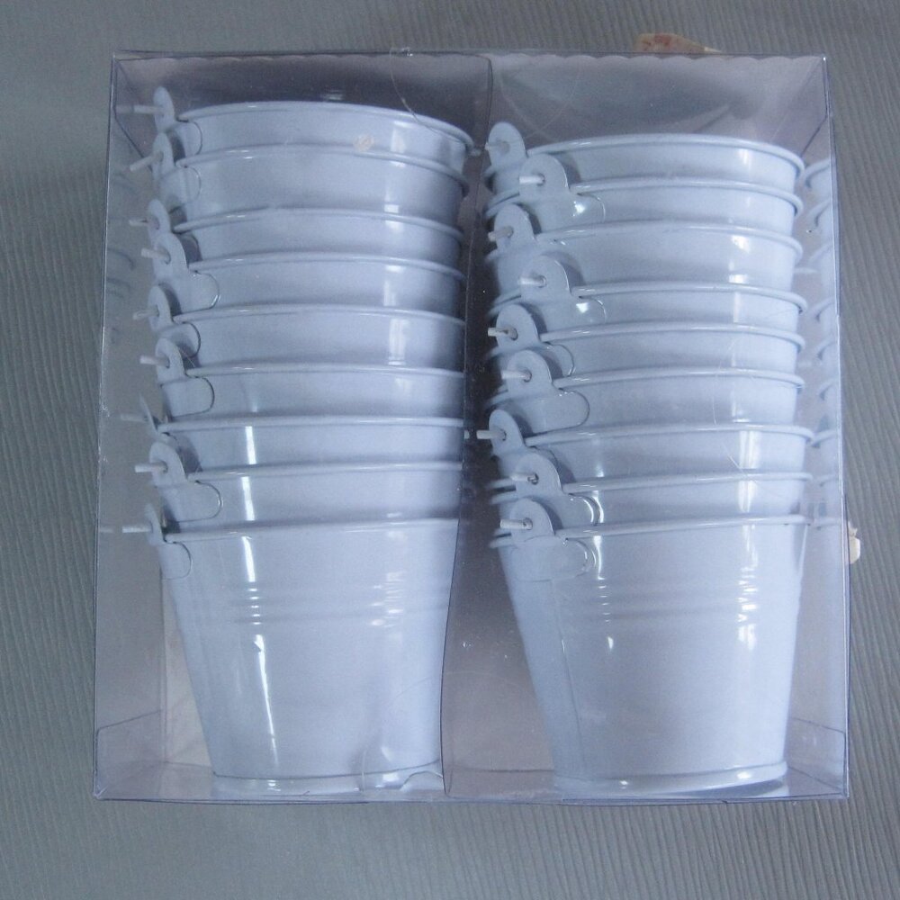 18 Pcs White metal Bucket Party Favors Buckets Garden Planters